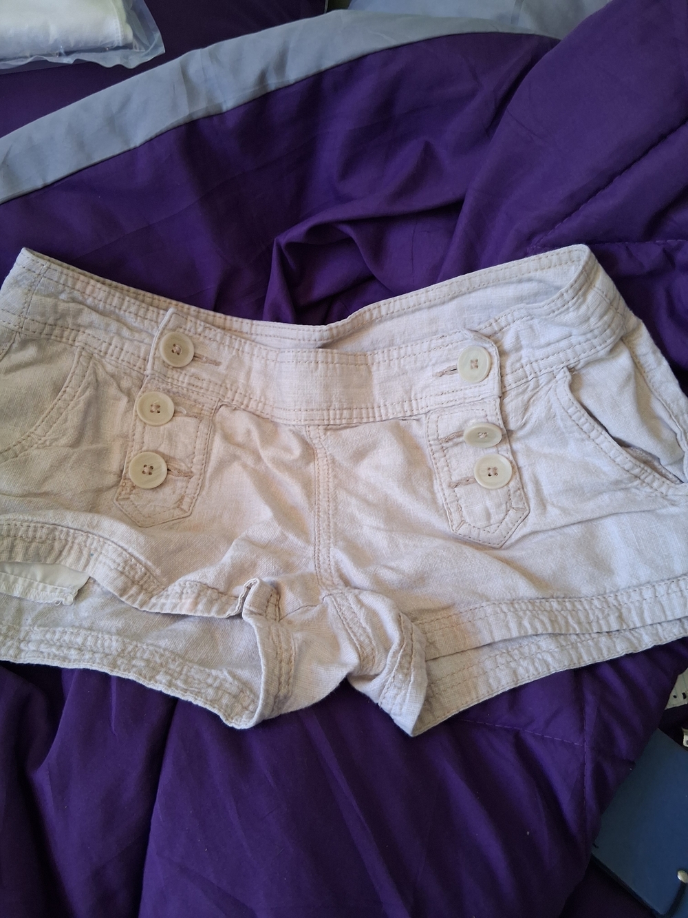 Casual Women's Beige Button-Front Shorts